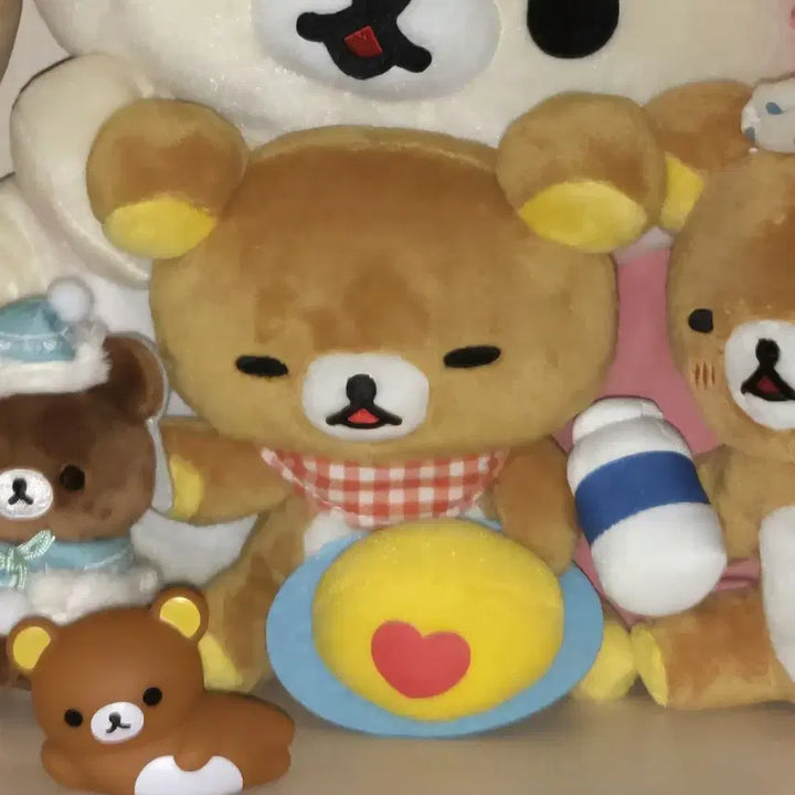[BUNJANG] San-X Rilakkuma Classic Rare Heart Omurice Plush / 산엑스 리락쿠마 고전 희귀 하트 오므라이스 인형