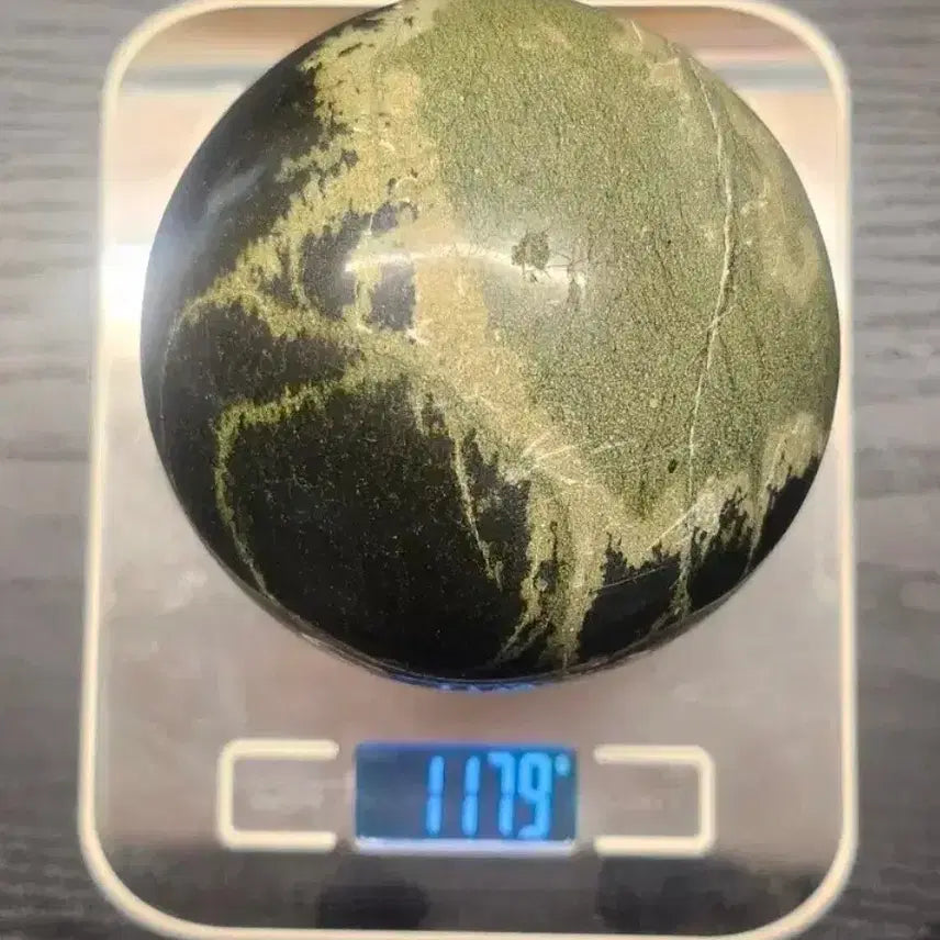 [BUNJANG] Precious Serpentine Sphere Raw Stone Mineral with Stand / 귀사문석 원석구 광물 수석