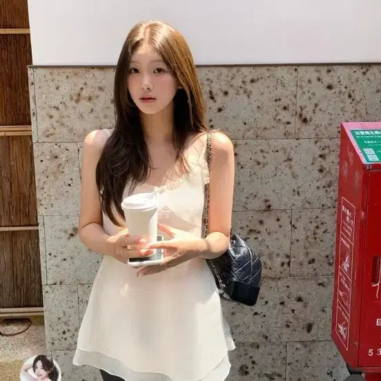 [BUNJANG] Ondmin Frill Glitter Layered Dress Beige / 온드민 프릴 글리터 레이어드 원피스 베이지