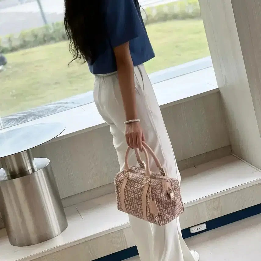 [BUNJANG] Fendi Vintage Zucchino Boston Tote Bag / 펜디 빈티지 핑크 주키노 보스턴 토트백