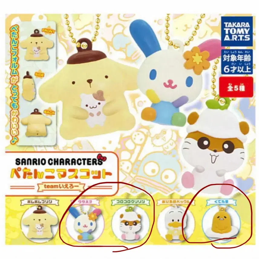 [BUNJANG] Sanrio Petanko Squished Mascot Figure Keychain Gacha Usahana Kuriring / 산리오 페탄코 납작 마스코트 피규어 키링 가챠 우사하나 쿠리링