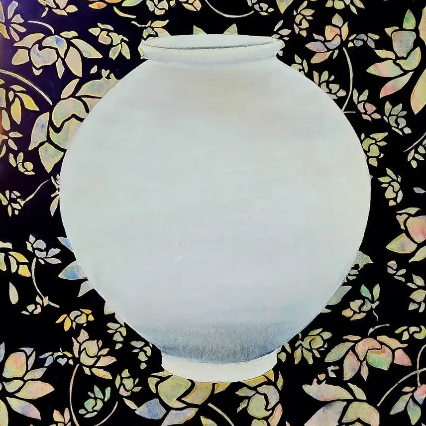 [BUNJANG] Kim Min-seo Celadon Moon Jar Peony Pattern Lacquerware Folk Painting Framed Art / 달항아리 모란문양 나전칠기 민화 그림 액자