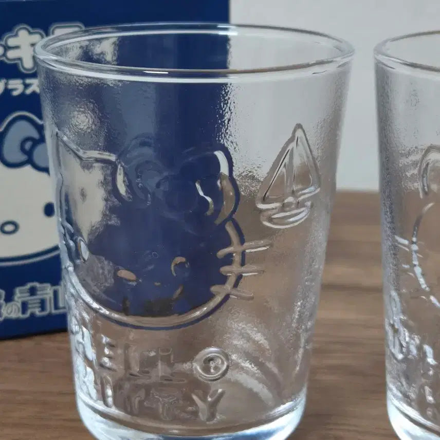 [BUNJANG] Sanrio Classic Hello Kitty Glass Cups Set of 2 / 산리오 고전키티 유리컵 2개 세트