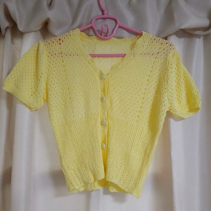 [BUNJANG] Yellow Knit Cardigan - New Arrival / 여름 니트 가디건 옐로우 새상품