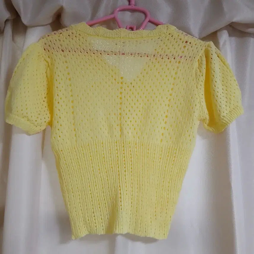 [BUNJANG] Yellow Knit Cardigan - New Arrival / 여름 니트 가디건 옐로우 새상품