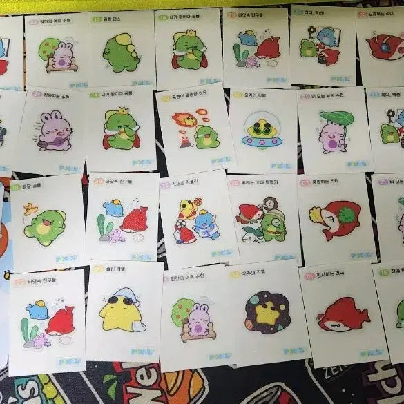 [BUNJANG]  잠뜰 Pixelry Rad Laeder Gabyeol Suyheon Sticker Set / 잠뜰 픽셀리 공룡 라더 각별 수현 띠뿌씰 띠부씰 포카 스티커