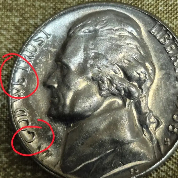 [BUNJANG] 1968-S Jefferson Nickel Coin - Doubling Error, Uncirculated / 1968년 s제퍼슨 니켈 주화. 더블링. 주조에러(완전미사용)