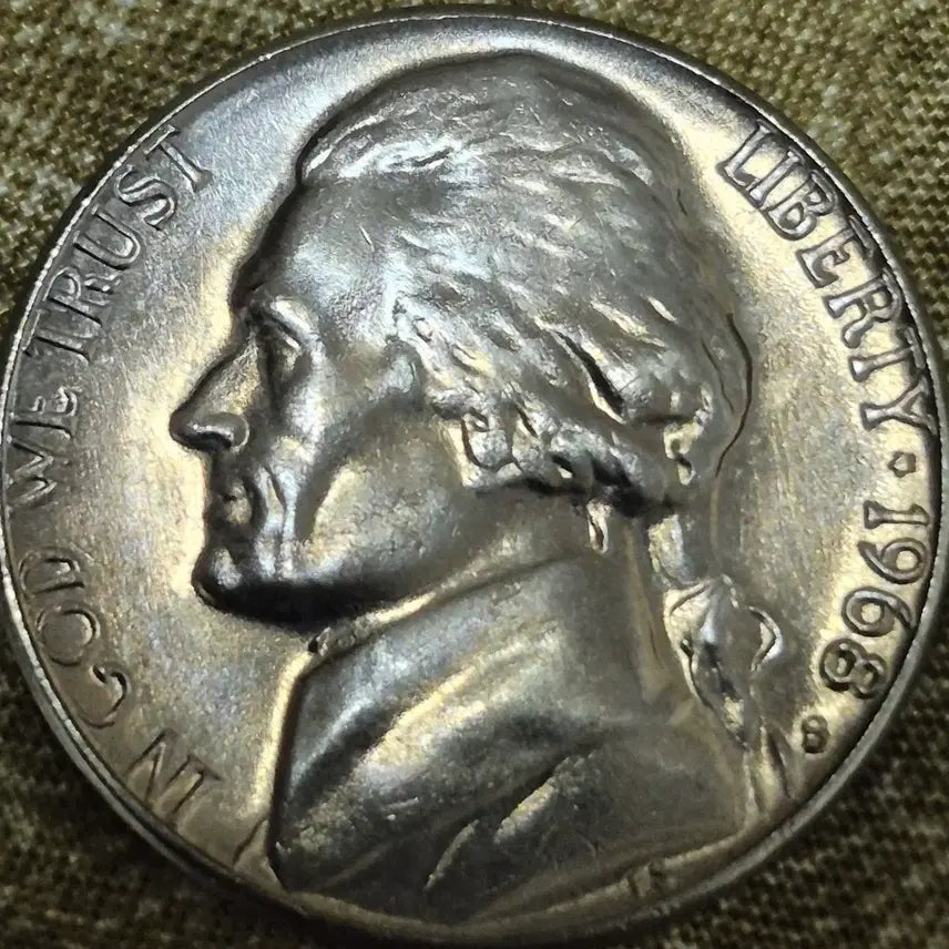 [BUNJANG] 1968-S Jefferson Nickel Coin - Doubling Error, Uncirculated / 1968년 s제퍼슨 니켈 주화. 더블링. 주조에러(완전미사용)