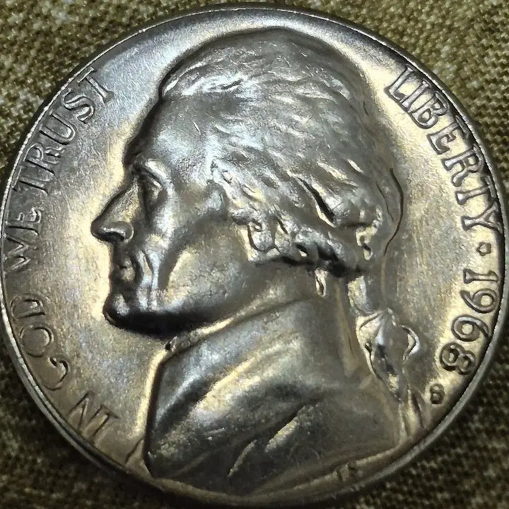 [BUNJANG] 1968-S Jefferson Nickel Coin - Doubling Error, Uncirculated / 1968년 s제퍼슨 니켈 주화. 더블링. 주조에러(완전미사용)