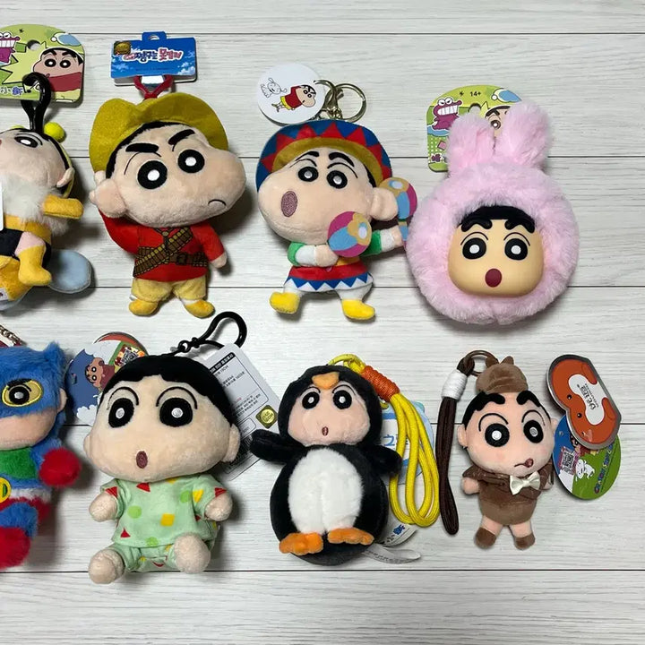 [BUNJANG] Crayon Shin-chan Plush Keychain Set (8 Pieces) / 짱구는못말려 짱구 인형 키링 8개 일괄 가격