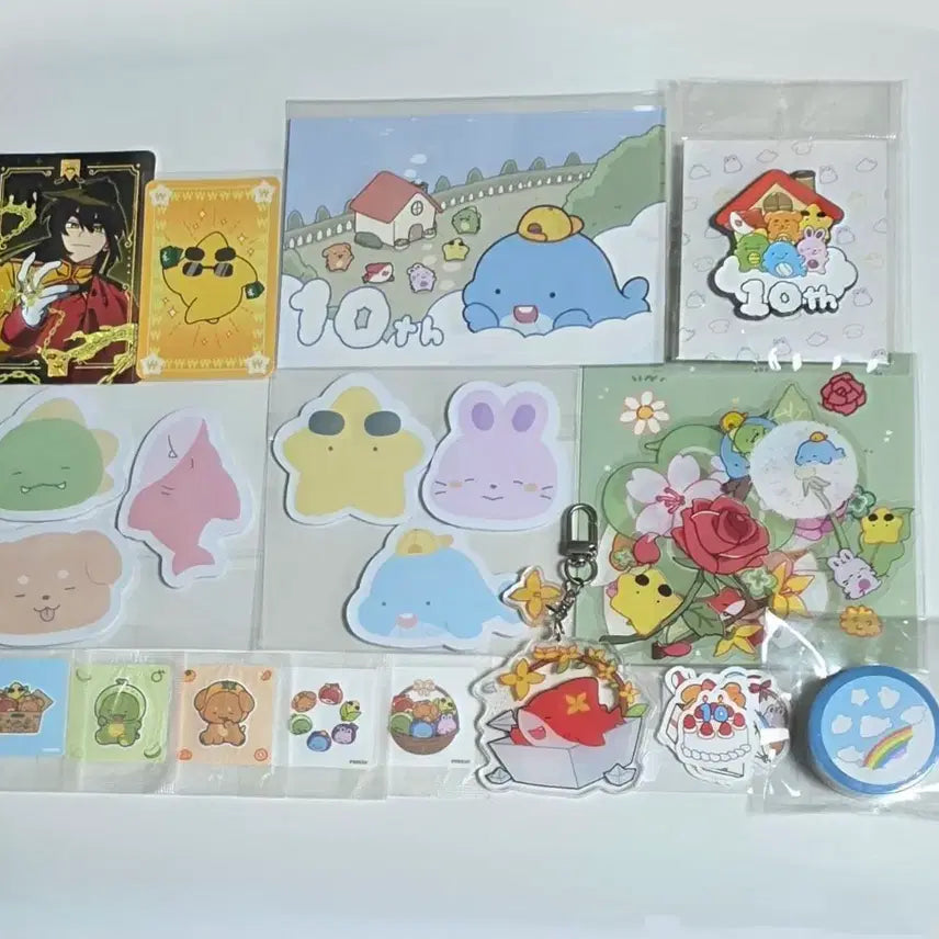 [BUNJANG] Jamttel Pixely 10th Anniversary Charm Card Badge Acrylic Keyring Memo Pad Goods Bundle Set / 잠뜰 픽셀리 10주년 팝업 부적 은하수잡화점 카드 뱃지 아크릴 키링 굿즈