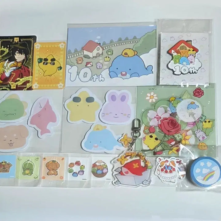 [BUNJANG] Jamttel Pixely 10th Anniversary Charm Card Badge Acrylic Keyring Memo Pad Goods Bundle Set / 잠뜰 픽셀리 10주년 팝업 부적 은하수잡화점 카드 뱃지 아크릴 키링 굿즈