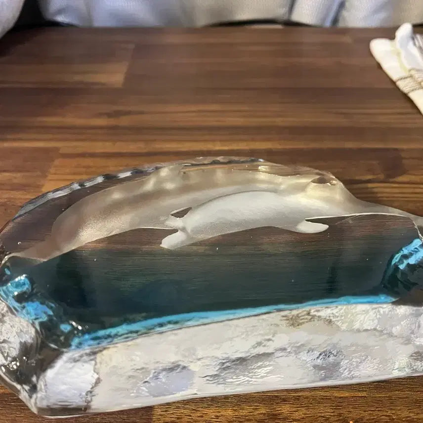 [BUNJANG] Vintage Swedish Crystal Carving Dolphin Object / 빈티지) 80s 스웨덴 크리스탈 카빙 돌고래 오브제