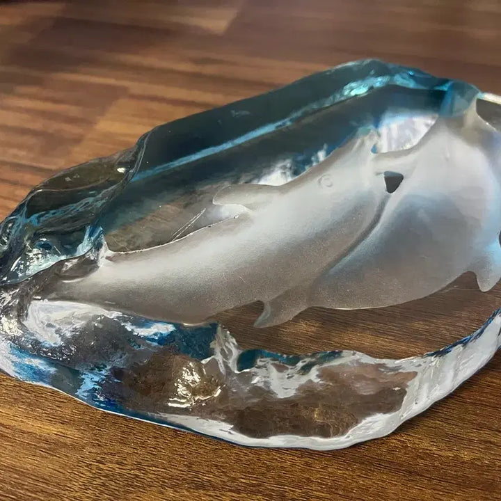 [BUNJANG] Vintage Swedish Crystal Carving Dolphin Object / 빈티지) 80s 스웨덴 크리스탈 카빙 돌고래 오브제