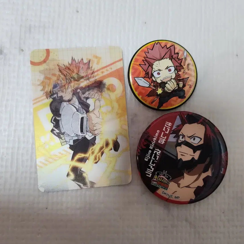 [BUNJANG] My Hero Academia Kirishima Eijiro Lenticular Card &amp; Badge Set / 나의 히어로 아카데미아 키리시마 에이지로 굿즈 (렌티큘러 카드, 뱃지)