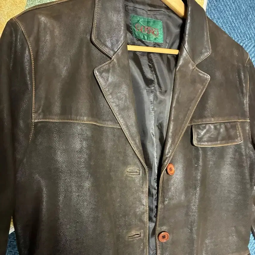 [BUNJANG] Dark Brown Genuine Leather Blazer - Size 100 / 소가죽 블레이저 100 다크 브라운 희귀