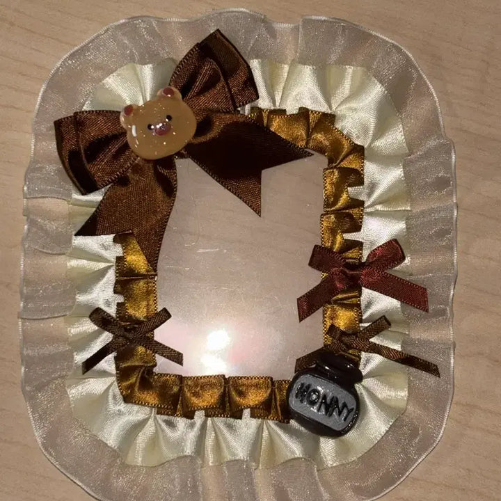 [BUNJANG] Bear Lace Top Loader Holder Brown / 곰돌이 레이스 탑꾸 :: 탑로더 포카홀더 브라운 갈색