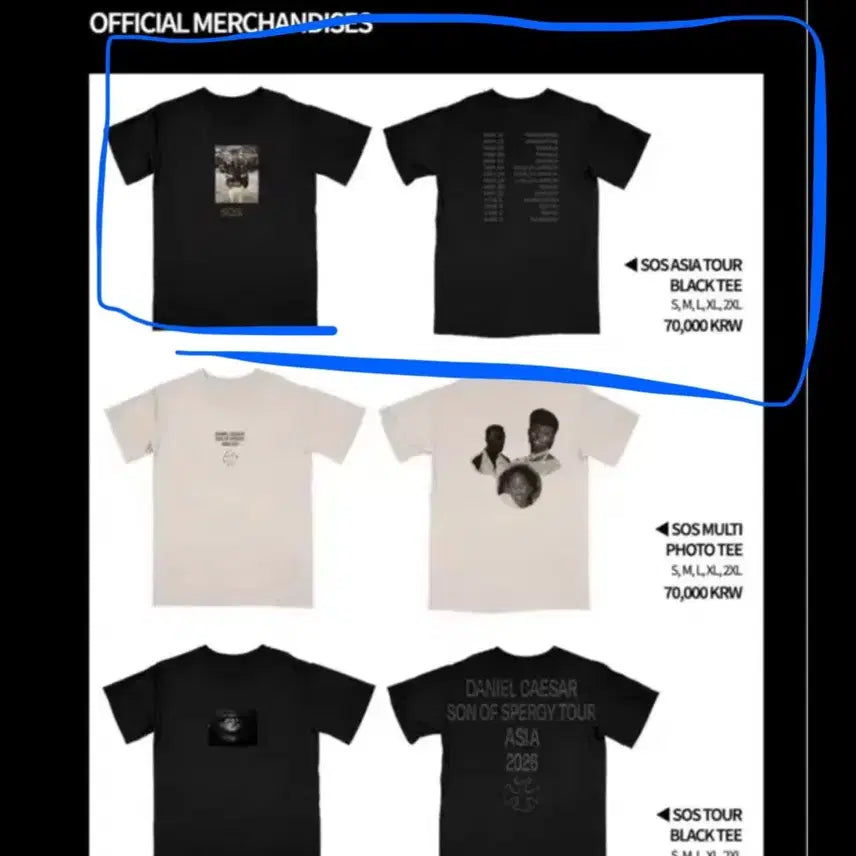 [BUNJANG] Daniel Caesar Tour MD XL T-Shirt / (XL) 다니엘 시저 투어 md 정가 판매