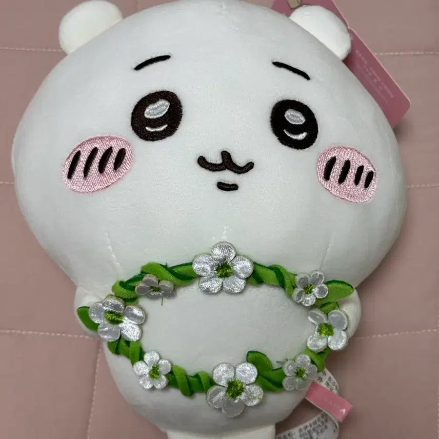 [BUNJANG] Chiikawa Wreath Kitty Keychain Plush / 먼작귀 치이카와 화환 키티 키링