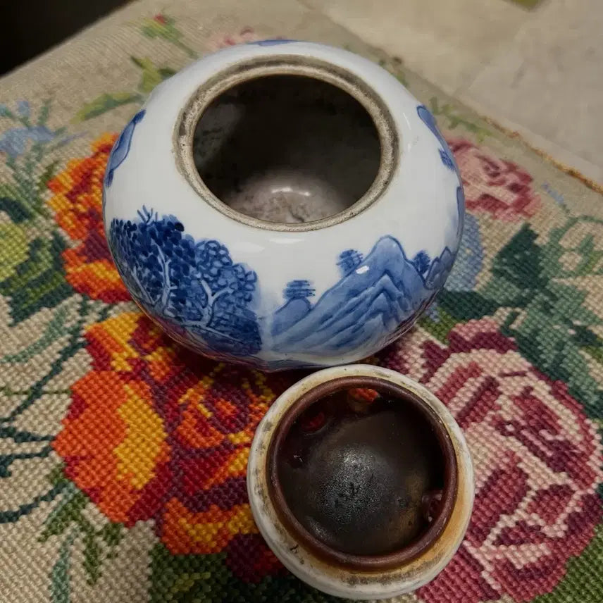 [BUNJANG] Blue and White Porcelain Landscape Vintage Incense Burner / 청화 산수문 빈티지 도자기 향로