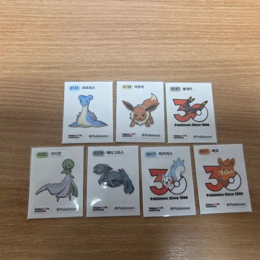 [BUNJANG] Pokemon 30th Anniversary Sticker Set / 포켓몬스터 30주년 띠부씰 7장 일괄 판매