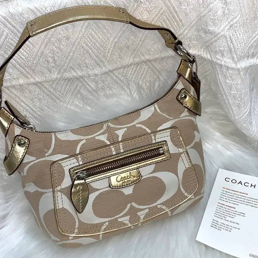 [BUNJANG] Coach Gold Beige Signature Medium Shoulder Bag / 희귀 Coach 골드베이지 시그니처 숄더백