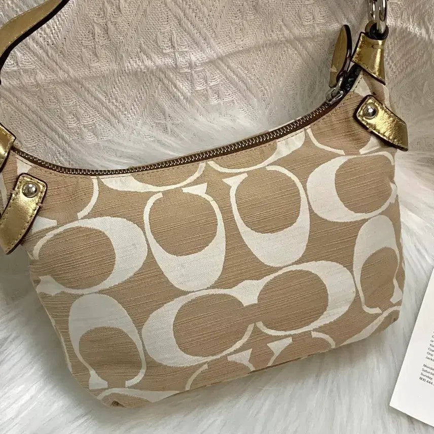 [BUNJANG] Coach Gold Beige Signature Medium Shoulder Bag / 희귀 Coach 골드베이지 시그니처 숄더백