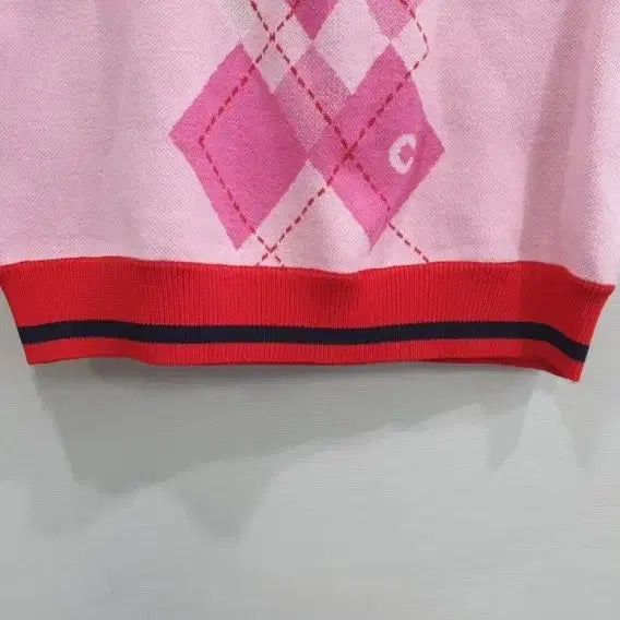 [BUNJANG] Lucky Chouette Argyle Knit Vest Pink Size 38 / 럭키슈에뜨 아가일 니트 조끼 핑크 38