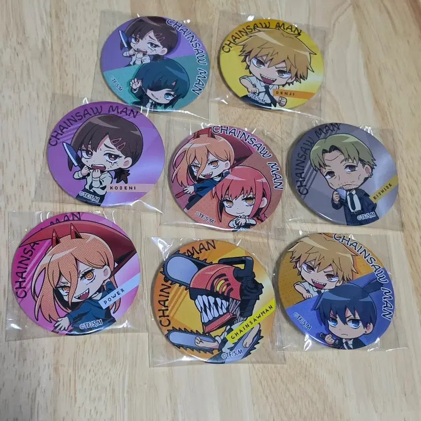 [BUNJANG] Chainsaw Man 8-Piece Button Badge Set / 체인소맨 캔뱃지 8종 일괄