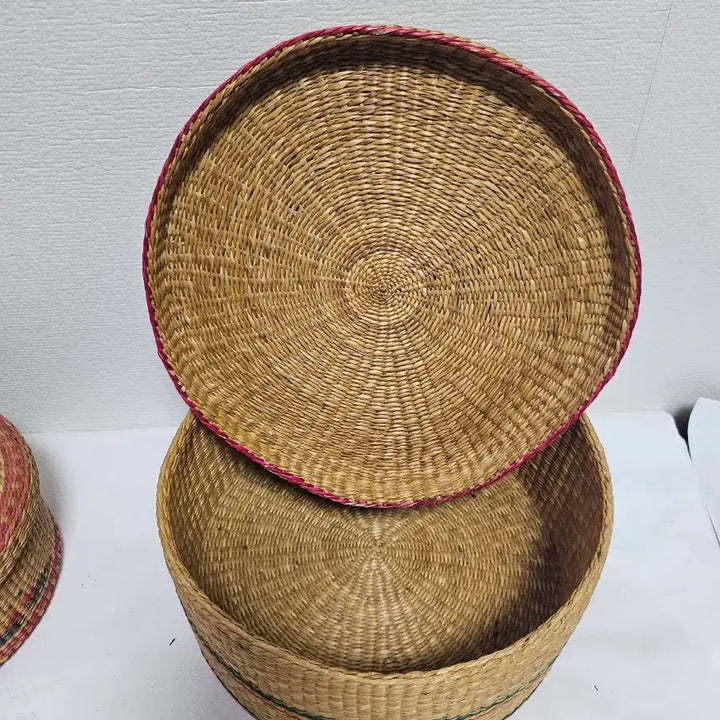 [BUNJANG] Antique Hwaseong Wanggol Sewing Basket / 옛날 강화도 화문석 왕골 반짓고리 화문석 왕골 반짓고리  바구니 손자