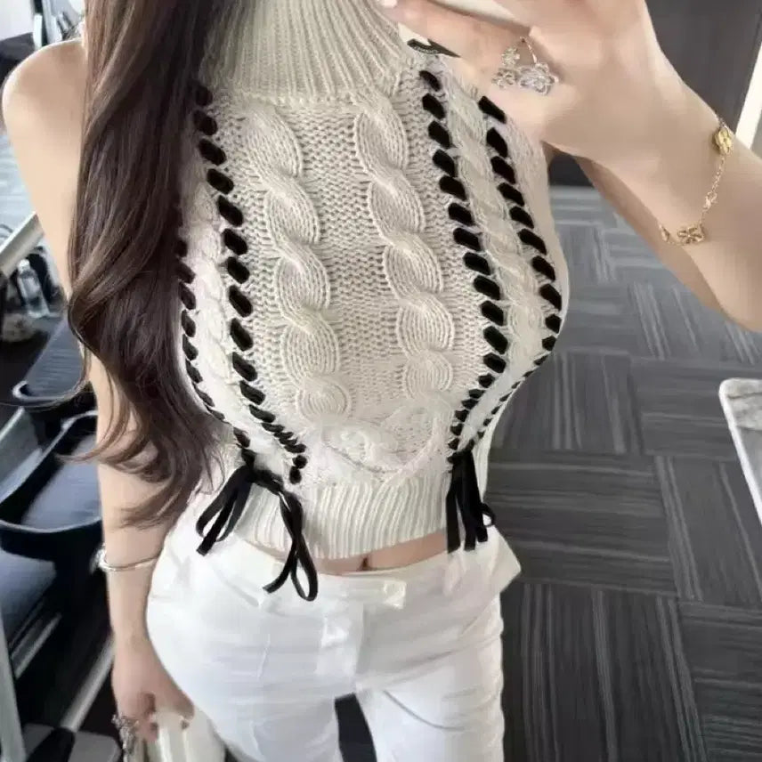 [BUNJANG] Ivory Knit Sleeveless Top / 니트나시