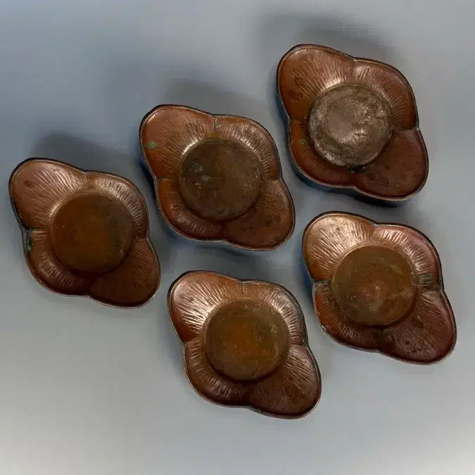 [BUNJANG] Pewter Wood Fruit Shaped Saucer Set (5 pcs) / 주석 목과형 잔탁 5매 잔대 잔받침 차탁 차선