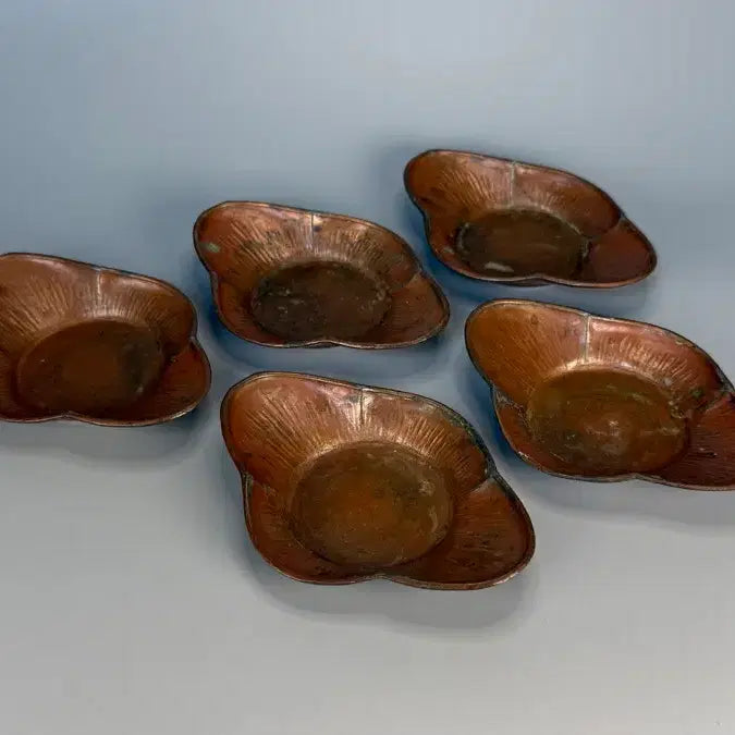 [BUNJANG] Pewter Wood Fruit Shaped Saucer Set (5 pcs) / 주석 목과형 잔탁 5매 잔대 잔받침 차탁 차선