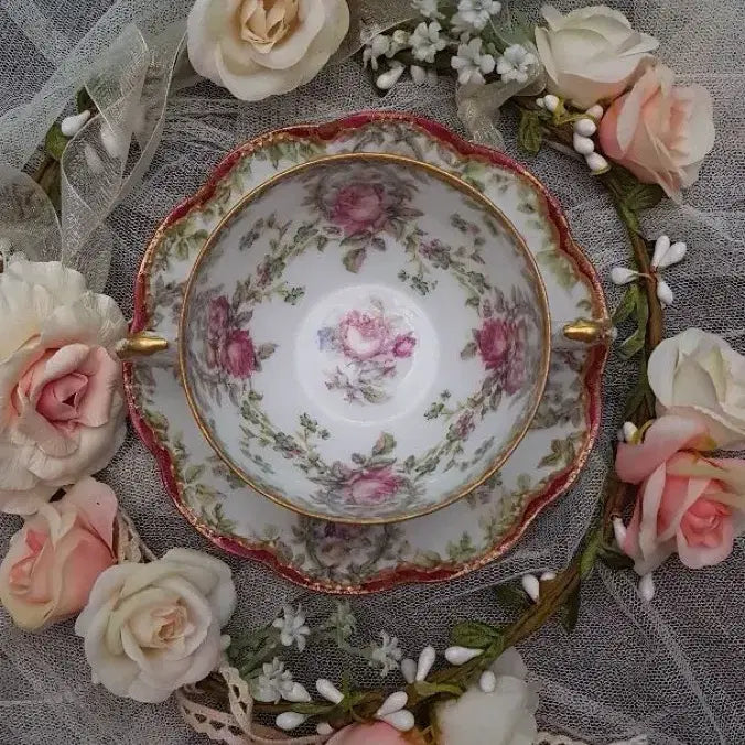 [BUNJANG] Haviland Limoges Floral Gilt Teacup Set / 프랑스하빌랜드 리모즈