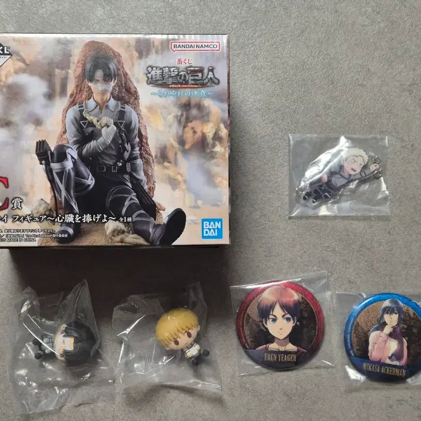 [BUNJANG] Attack on Titan Levi Ichiban Kuji Figure &amp; Levi Chokonokko Set / 진격의 거인 이치방쿠지 리바이 피규어 + 리바이 초코노코 등 일괄