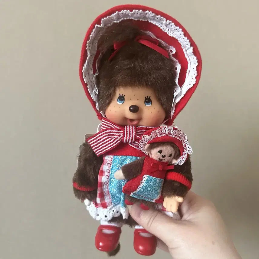 [BUNJANG] Monchhichi Doll Red Bonnet Classic New Product / 고전 빨간 보넷 몬치치 새상품