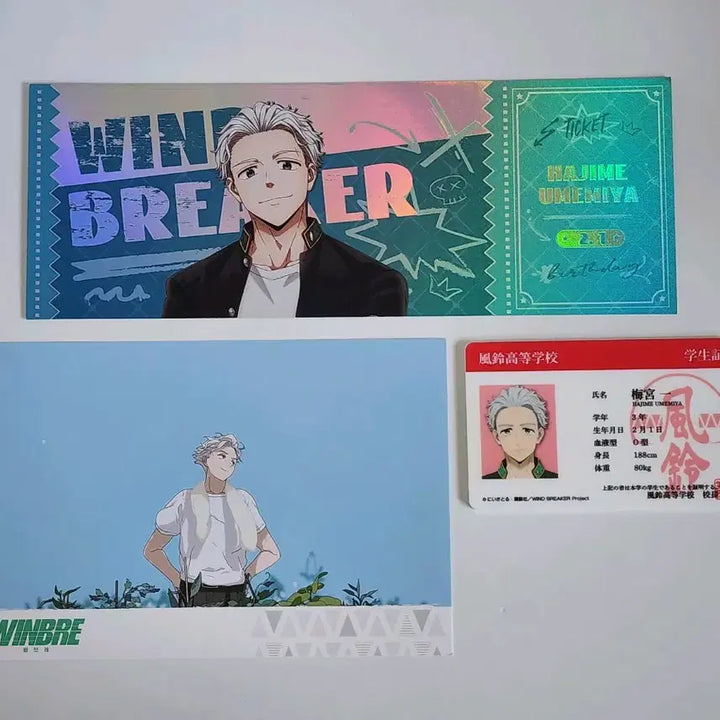 [BUNJANG] Wind Breaker Umemiya Hajime Hologram Ticket, Postcard, Acrylic Student ID Bundle Set / 일괄) 윈드 브레이커 우메미야 하지메 홀로그램 티켓 엽서 아크릴 학생증