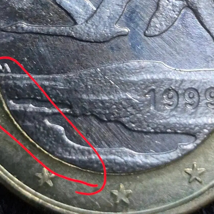 [BUNJANG] 1999 Finland 1 Euro Coin - Die Chip Error (Unused) / 1999년핀란드1유로 달러. 다이칲 에러 주화(완전 미사용)