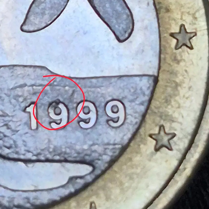 [BUNJANG] 1999 Finland 1 Euro Coin - Die Chip Error (Unused) / 1999년핀란드1유로 달러. 다이칲 에러 주화(완전 미사용)