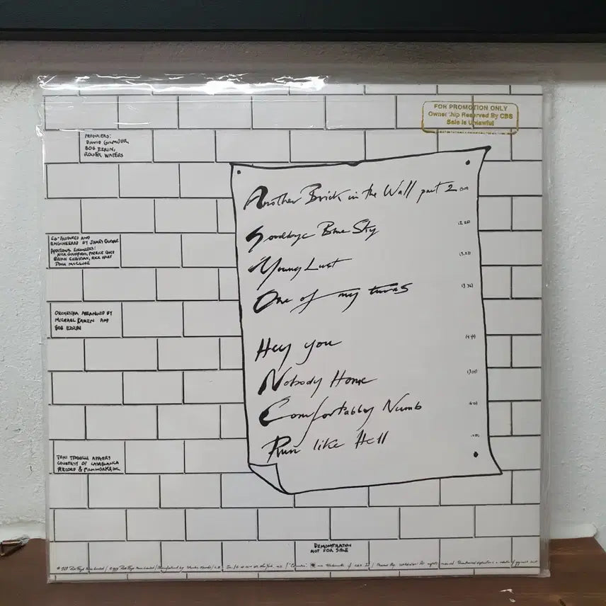 [BUNJANG] Pink Floyd The Wall LP Promotion Only Demonstration Not For Sale Vinyl / 미개봉핑크 플로이드 The Wall LP  프로모션홍보용 비매  귀한음반