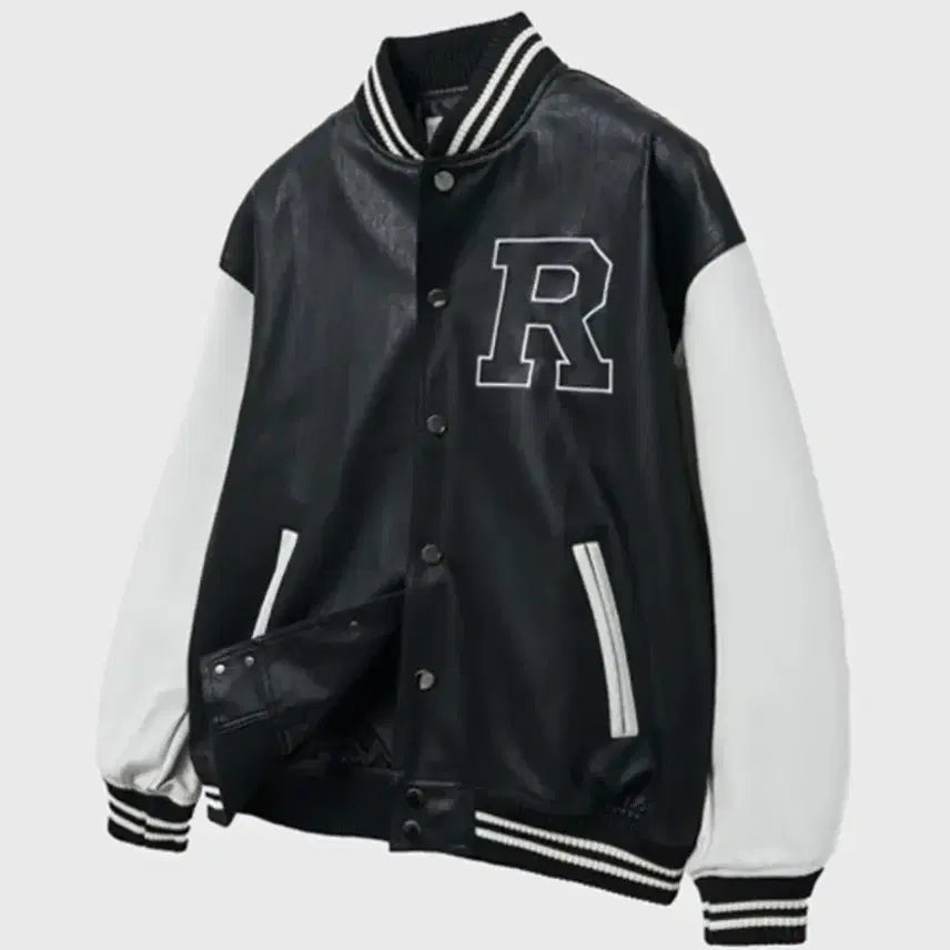 [BUNJANG] V2 8169 Varsity Leather Jacket Black M / 브이투 8169 바시티 레더 자켓_블랙(M)