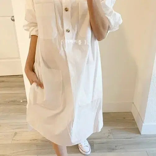 [BUNJANG] Vince White Shirt Dress S / 빈스 화이트 셔츠 원피스 S