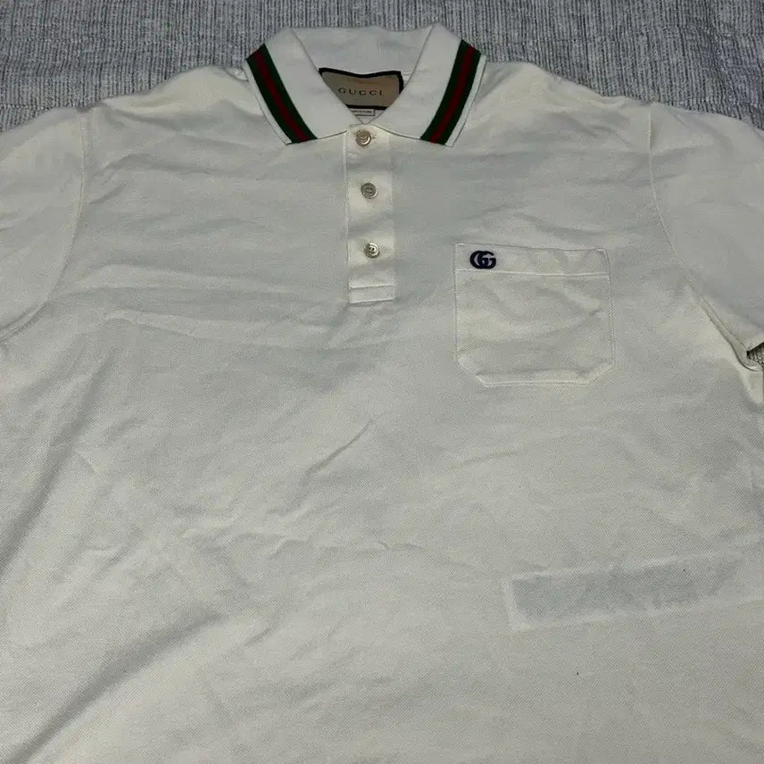 [BUNJANG] Gucci White Pocket Polo Shirt / 구짜 화이트 포켓 폴로셔츠