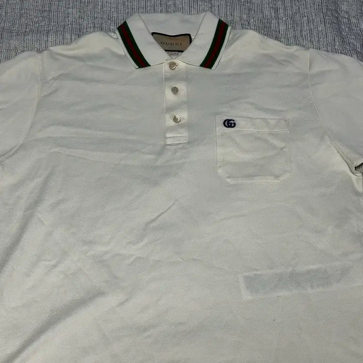 [BUNJANG] Gucci White Pocket Polo Shirt / 구짜 화이트 포켓 폴로셔츠