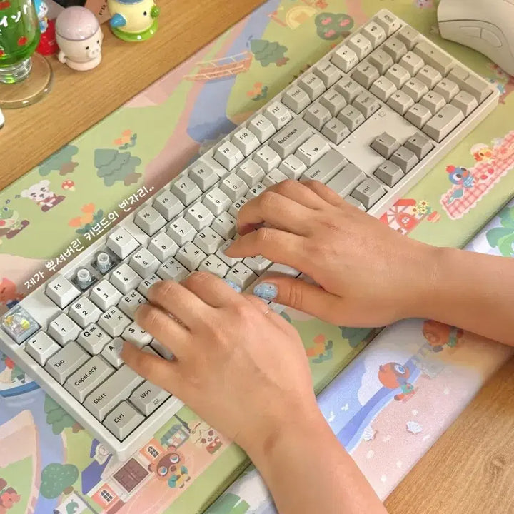[BUNJANG] Animal Crossing Desk Mat and Wrist Rest Set / 동물의숲 장매트 손목보호받침대 세트