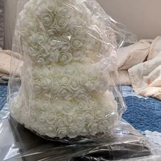 [BUNJANG] Rose Bear Plush Toy White / 인형 장미곰 화이트