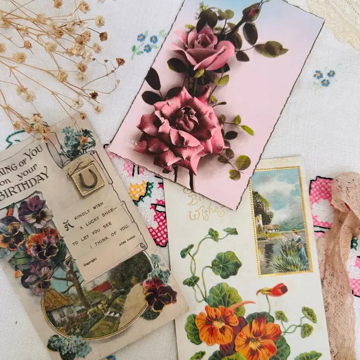 [BUNJANG] Vintage Postcards Calligraphy Set - 3 Pieces / 빈티지엽서 필기체 3장묶음