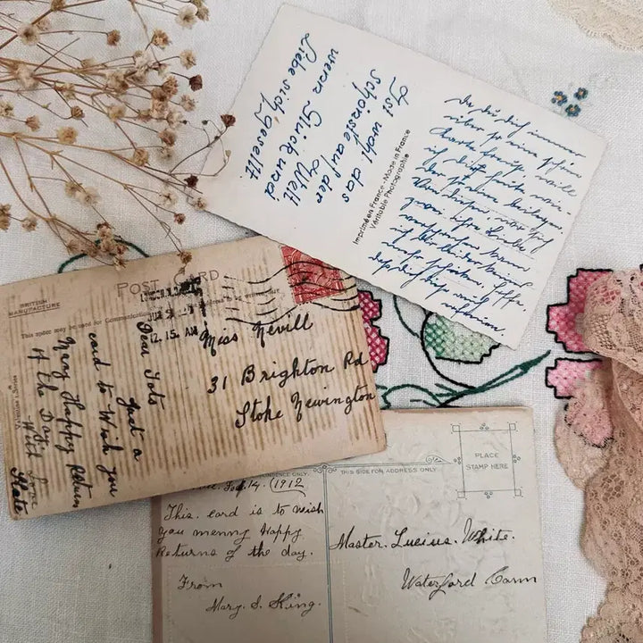 [BUNJANG] Vintage Postcards Calligraphy Set - 3 Pieces / 빈티지엽서 필기체 3장묶음