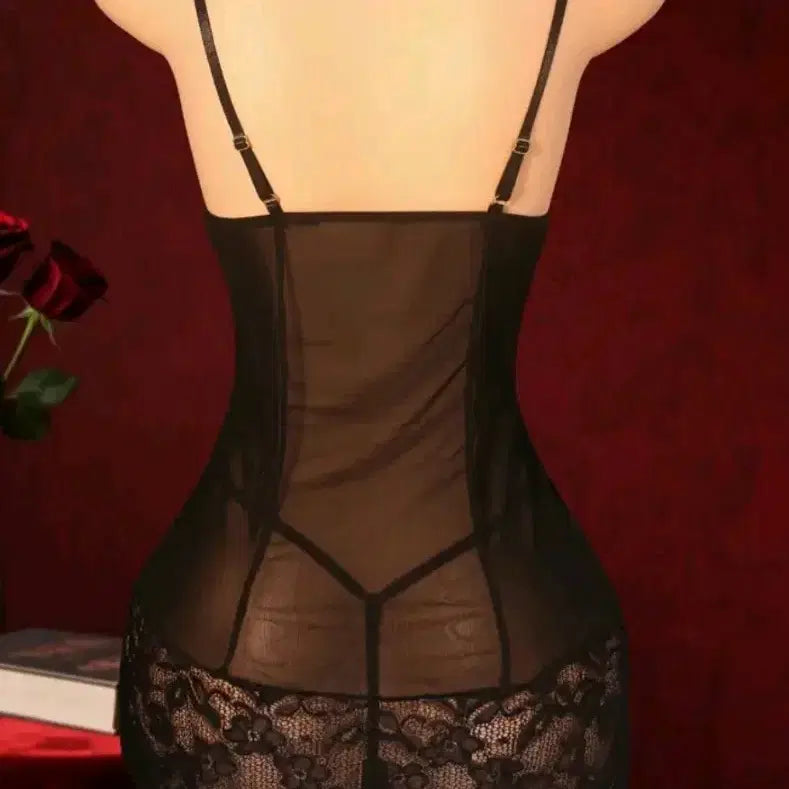 [BUNJANG] Black Lace Lingerie Slip (Size 77) / 여성 란제리 슬립 블랙 레이스77