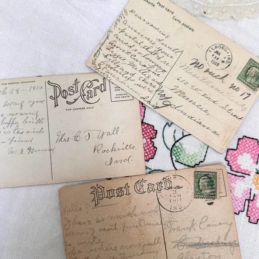 [BUNJANG] Vintage Postcards - Purple Floral Collection (3 Pieces) / 빈티지엽서 보라꽃모음3장&amp;필기체